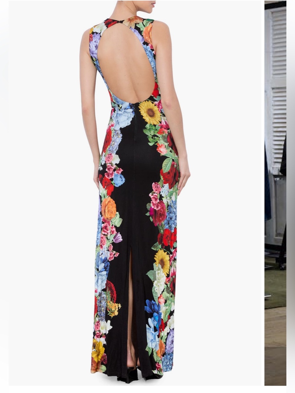 Alice + Olivia Delora Placed Floral Open Back Maxi Dress Size 4 New With Tag - Picture 5 of 10
